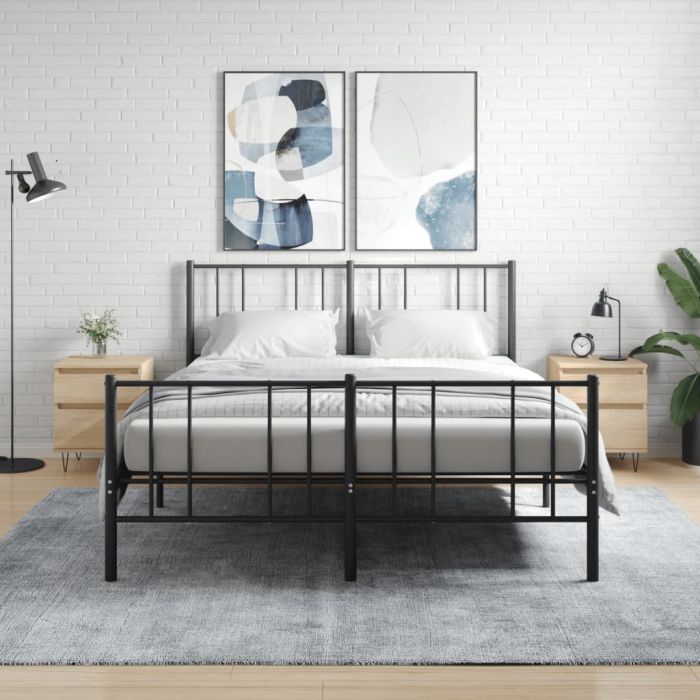 Bedside Table - PHOENIX Dex 2 Piece Nightstand Sonoma Oak 40cm