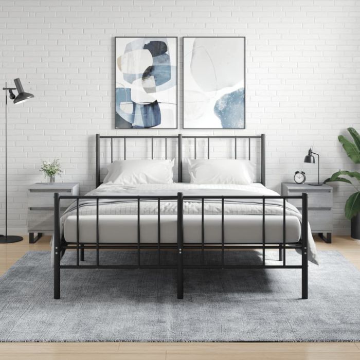 Bedside Table - PHOENIX Finn 2 Piece Nightstand Grey Sonoma 40cm