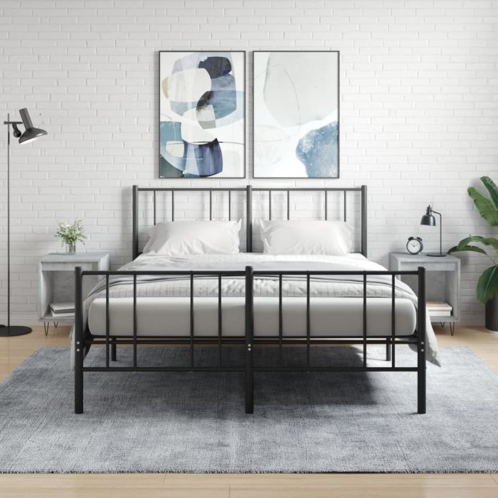Bedside Table - PHOENIX Tyra 2 Piece Nightstand Concrete Grey 40cm