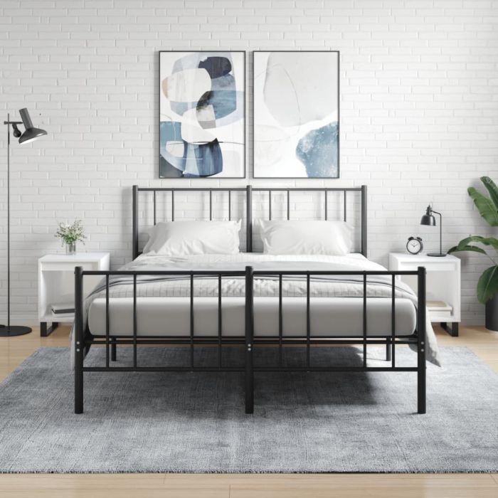 Bedside Table - PHOENIX Zac 2 Piece Nightstand High Gloss White 40cm