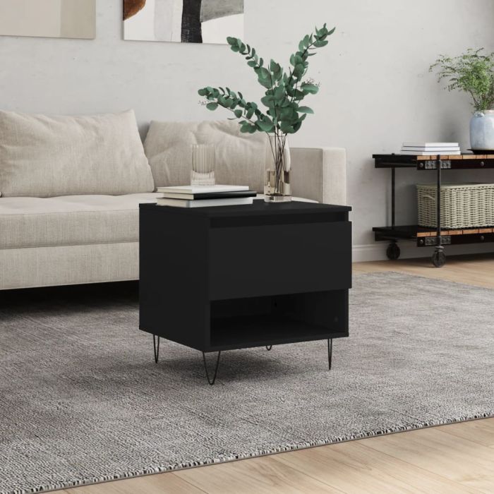 Coffee Table Black 50x46x50 cm Engineered Wood