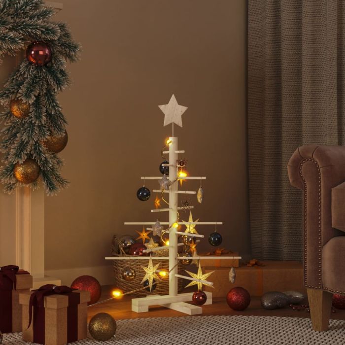 Elvan Wooden Christmas Tree for Decoration 75cm Solid Wood Pine