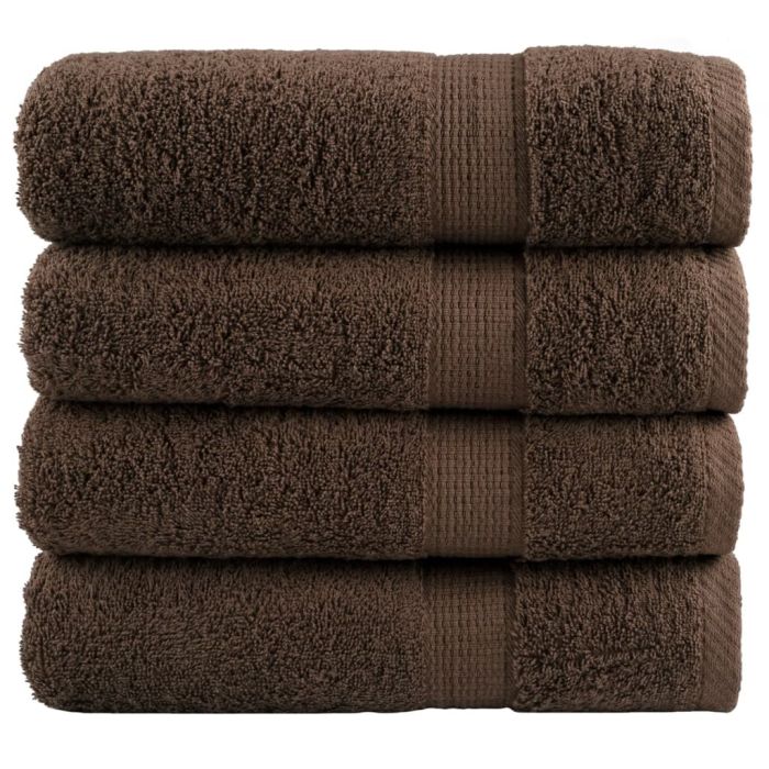 SOLMERE Premium Hand Towels 4Pieces Brown 50x100cm 600gsm