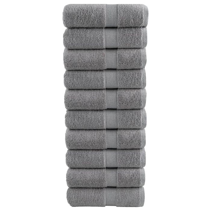 SOLMERE Premium Wash Towels 10Pieces Grey 30x30cm 600gsm