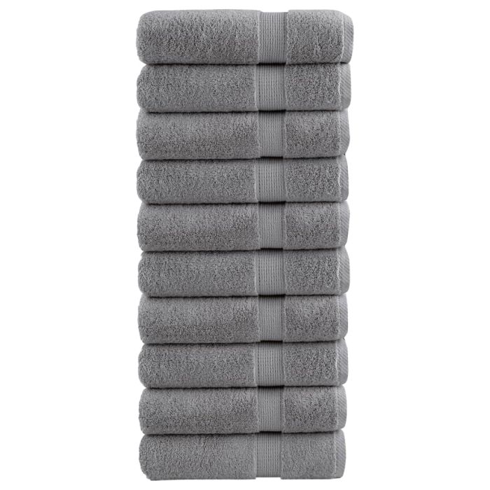 SOLMERE Premium Hand Towels 10Pieces Grey 50x100cm 600gsm