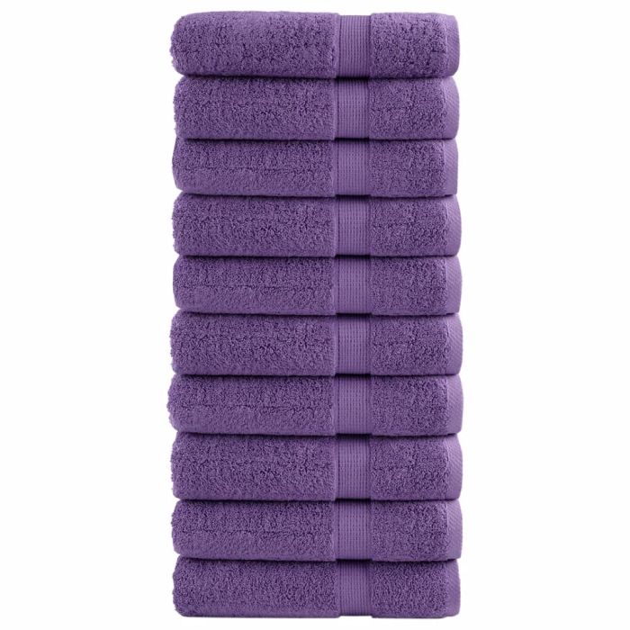SOLMERE Premium Hand Towels 10 Pieces Purple 50x100 cm 600 gsm