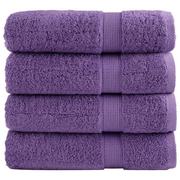 SOLMERE Premium Shower Towels 4 Pieces Purple 70x140 cm 600 gsm