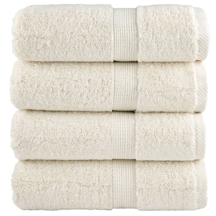 SOLMERE Premium Wash Towels 4 Pieces Cream 30x30 cm 600 gsm