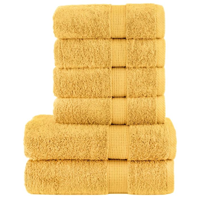 SOLMERE 6 Piece Premium Towel Set Gold 600 gsm