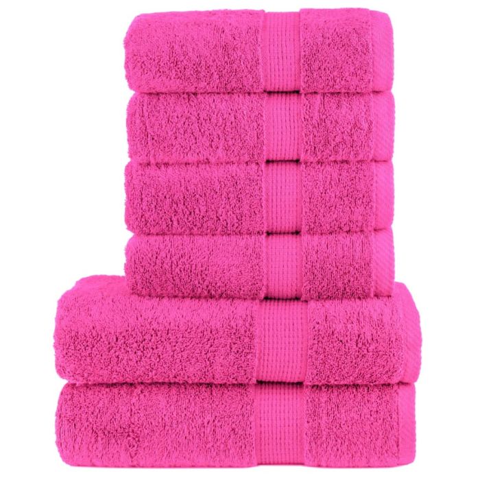 SOLMERE 6 Piece Premium Towel Set Pink 600 gsm