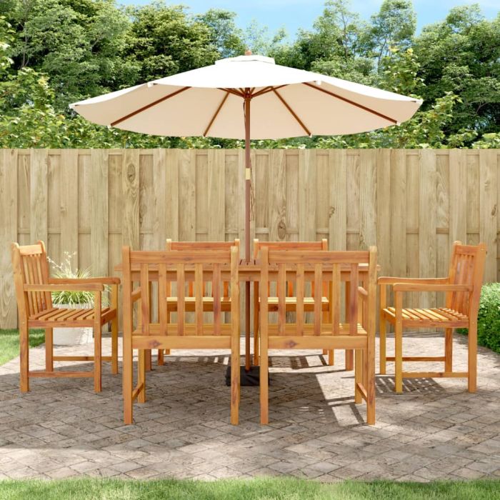 7 Pcs Garden Dining Set Solid Wood Acacia