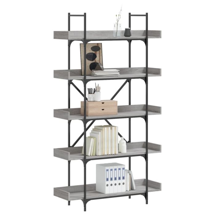 Bookcase 5-Tier Grey Sonoma 100x33x180.5 cm Engineered Wood
