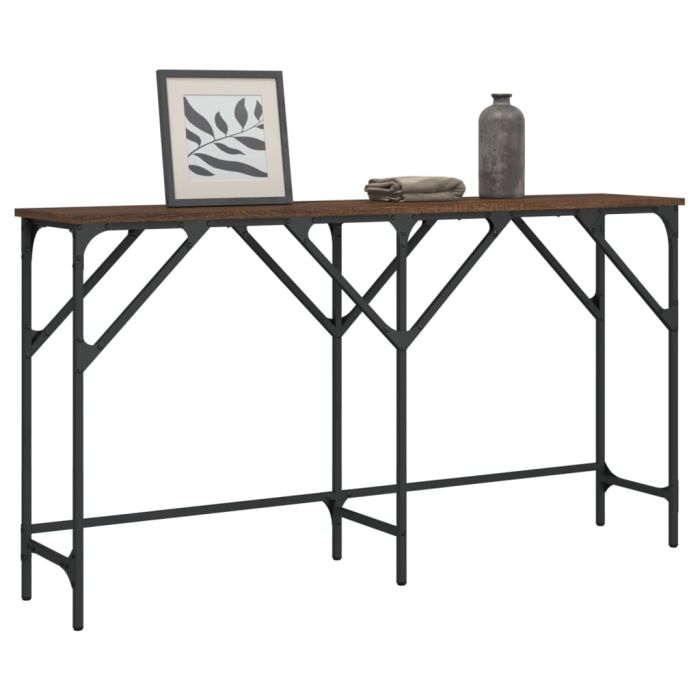 Console Table Brown Oak 140x29x75 cm Engineered Wood