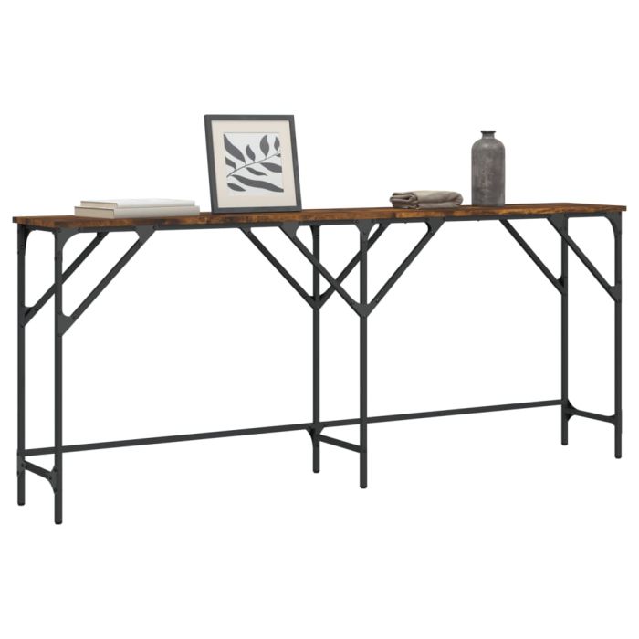 Console Table Smoked Oak 180x29x75 cm Engineered Wood