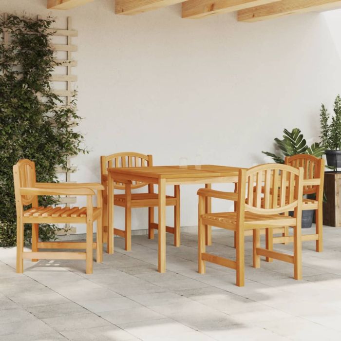 5 Piece Garden Dining Set Solid Wood Teak