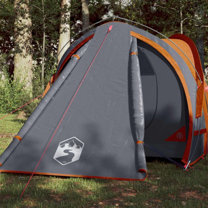 Camping Tent 2 Persons Grey&Orange 320x140x120 cm 185T Taffeta