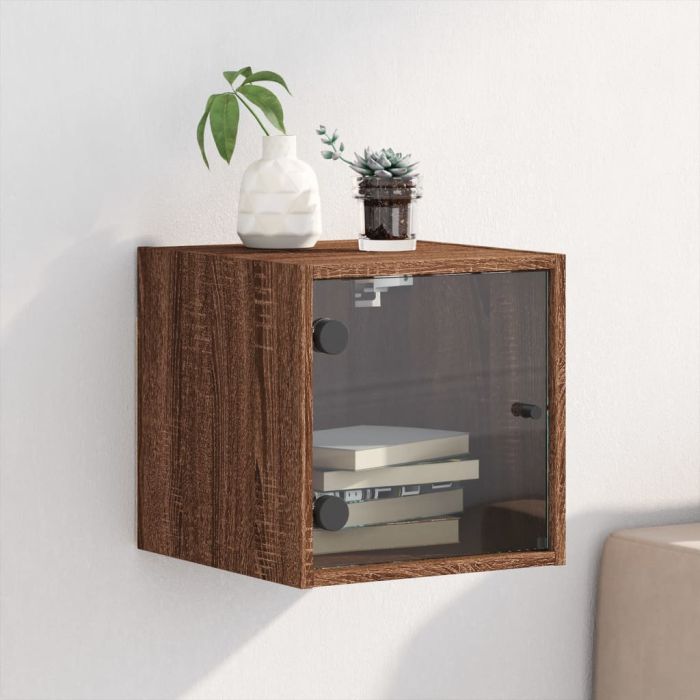Bedside Table - MARION Nightstand Brown Oak 35cm