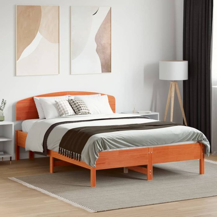 Bedframe Wax Brown 135x190cm Double Solid Wood Pine