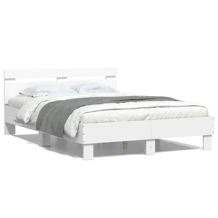 Bed Frame with Headboard White 120x200 cm Engineered Wood