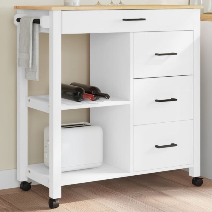 Kitchen Trolley MONZA 84x40x90 cm Solid Wood Pine