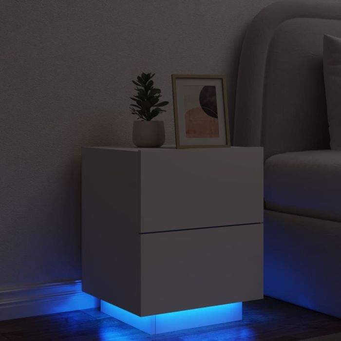 Bedside Table - CLARA Nightstand White 45cm