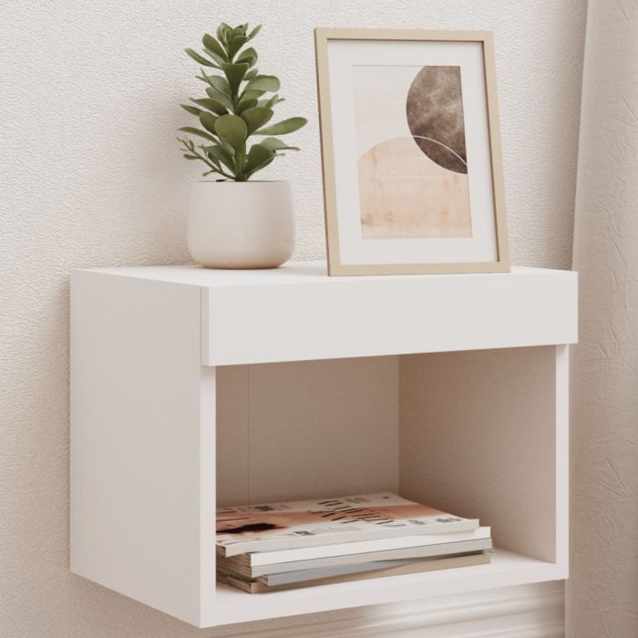 Bedside Table - Phoebe Oak 2 Piece Nightstand White 40cm