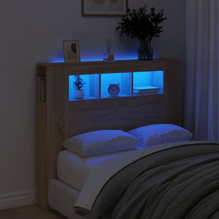 LED Headboard Sonoma Oak 120x18.5x103.5cm Engineered Wood
