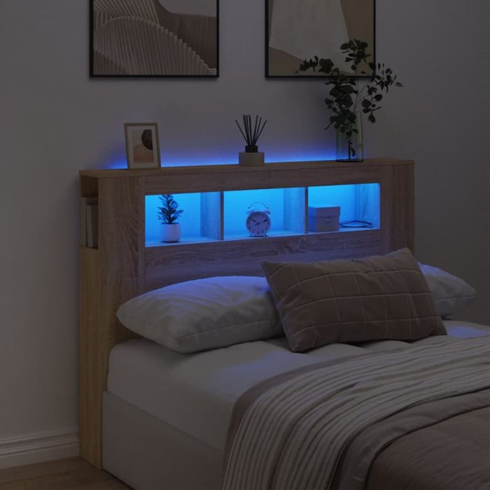 LED Headboard Sonoma Oak 140x18.5x103.5cm Engineered Wood