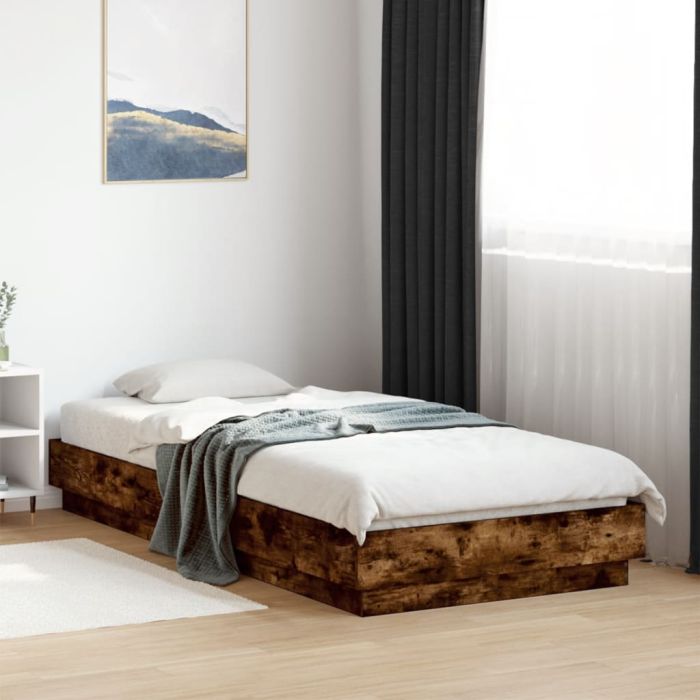 Bedframe Smoked Oak 100x200cm Engineered Wood