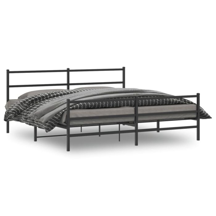 Metal Bed Frame with Headboard and FootboardÂ Black 183x213 cm