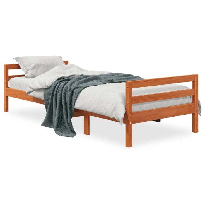 Bed Frame Wax Brown 90x200 cm Solid Wood Pine