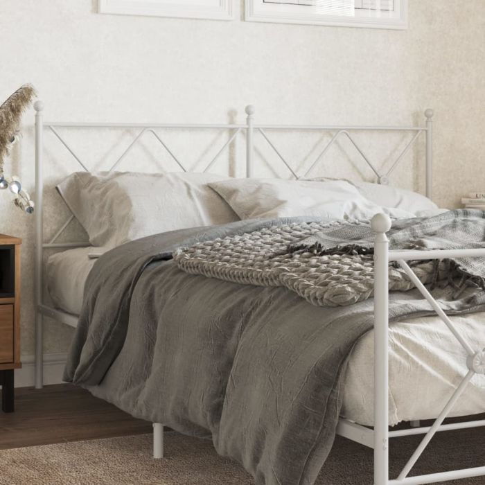 Metal Headboard White 160cm