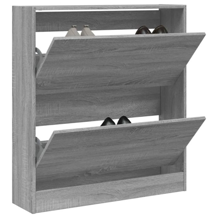 Shoe Cabinet Grey Sonoma 80x21x87.5 cm Engineered Wood