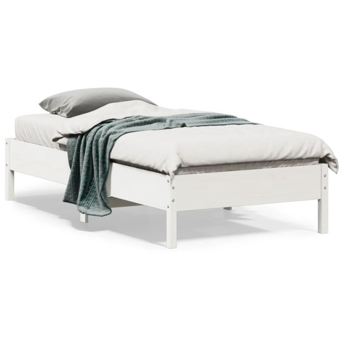 Bedframe White 75x190cm Small Single Solid Wood Pine