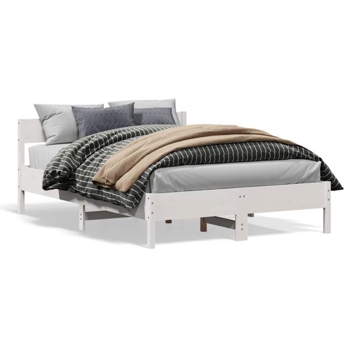 Bedframe White 150x200cm King Size Solid Wood Pine