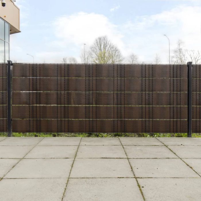 Balcony Screens 10 pcs Brown and Black 255x19 cm Poly Rattan