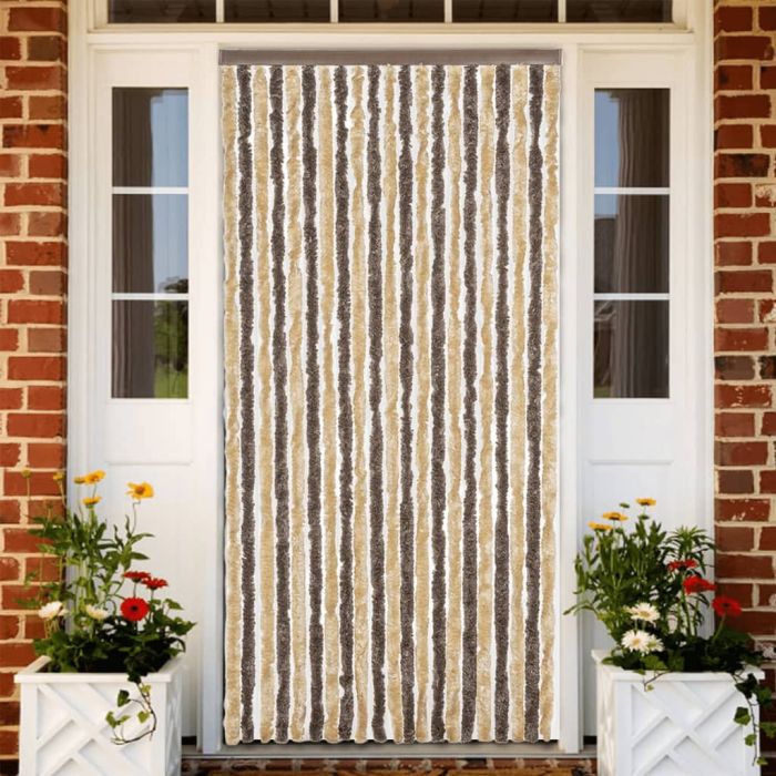 Fly Curtain Dark Brown and Beige 56x185 cm Chenille