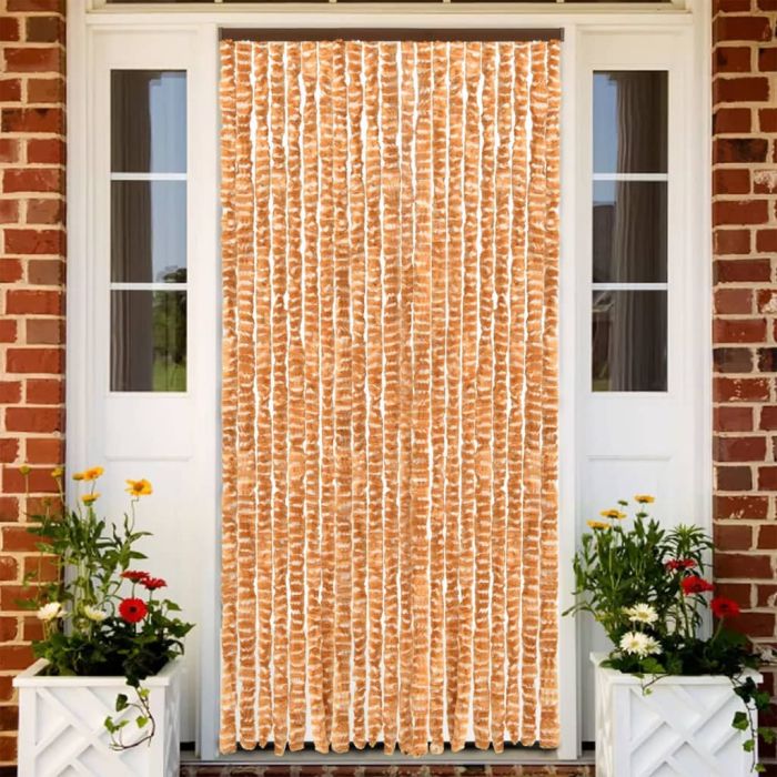 Fly Curtain Ochre and White 100x200 cm Chenille