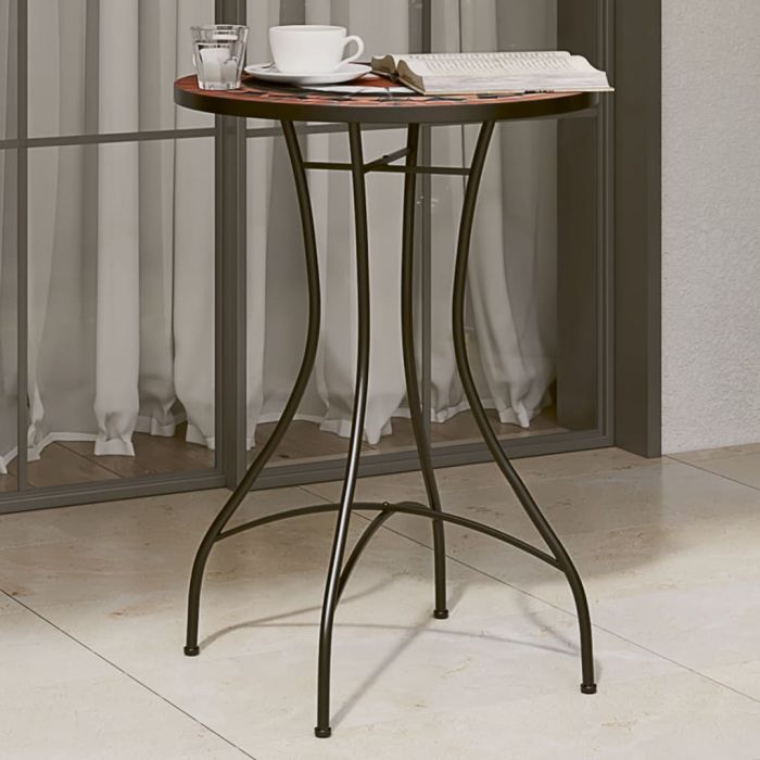 Mosaic Bistro Table Terracotta and White 50x70 cm Ceramic