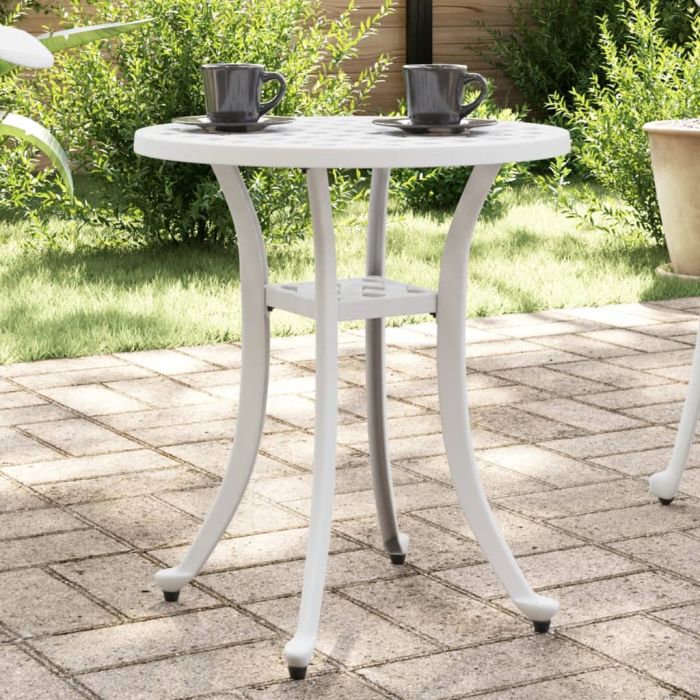 Garden Table White 48x53 cm Cast Aluminium