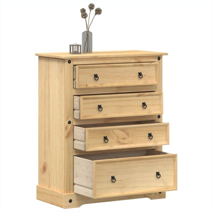 GRACE Oak Finish Chest of Drawers - Medium-sized, 4 Drawers