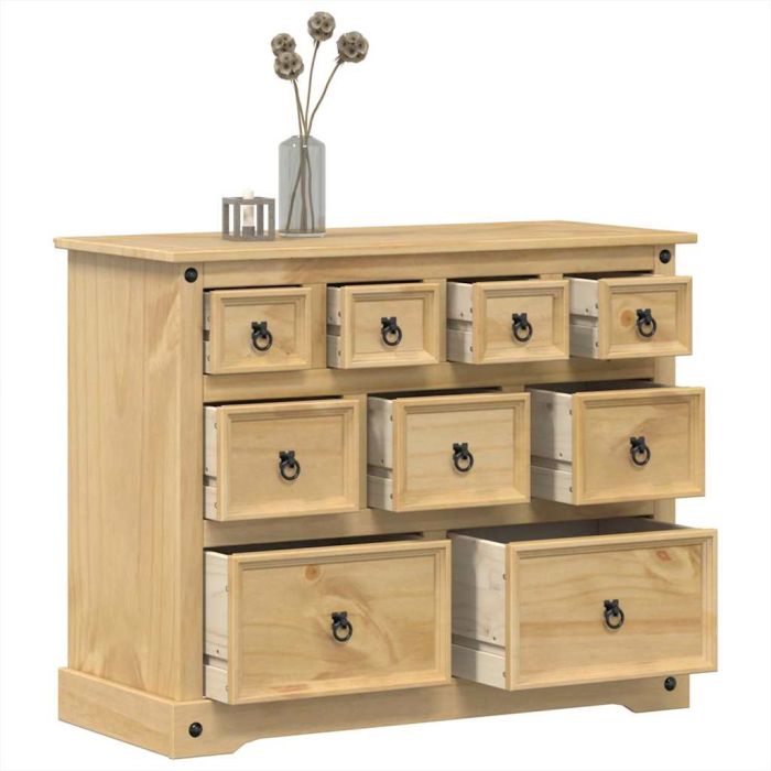 GRACE Oak Finish Chest of Drawers - Medium-sized, 9 Drawers