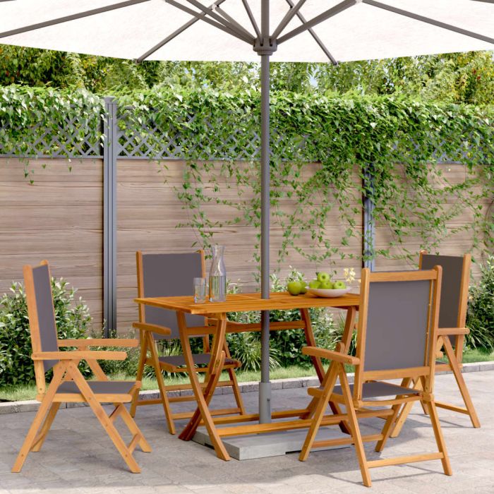 Reclining Garden Chairs 4 pcs Anthracite Fabric and Solid Wood