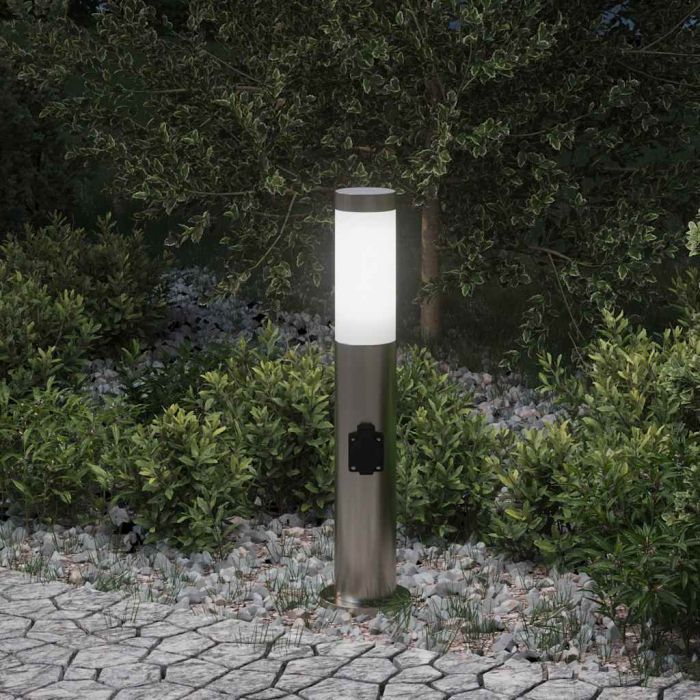 TONGLEN Bollard Light with Outlet 50 cm Stainless IP44 Steel