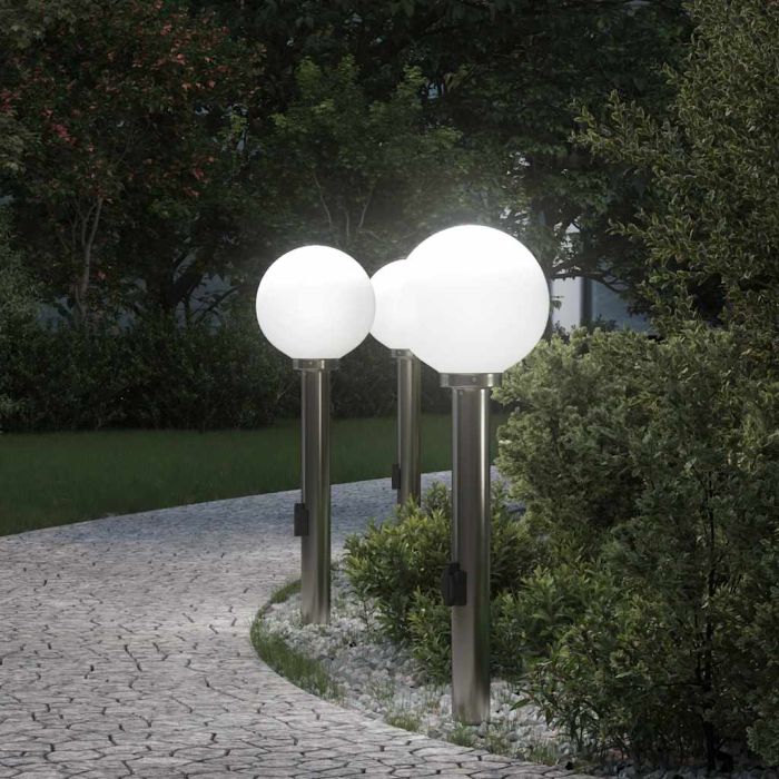 TONGLEN Bollard Lights with Outlet 3 pcs 80 cm Stainless IP44 Steel