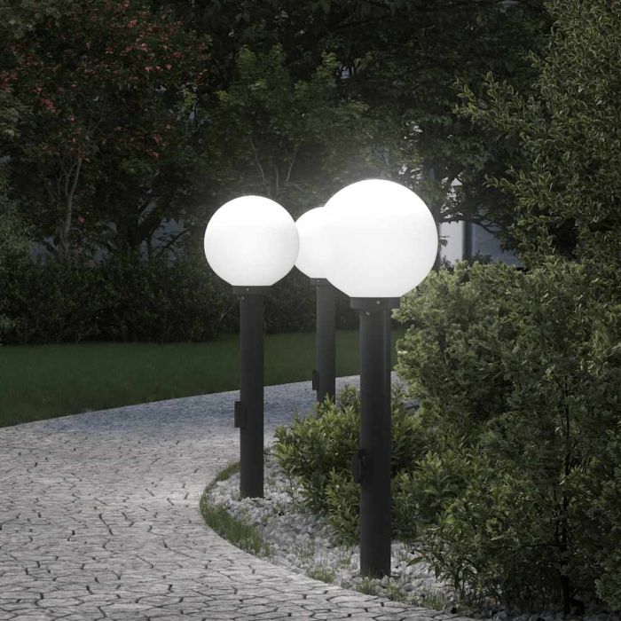 TONGLEN Bollard Lights with Outlet 3 pcs 80 cm IP44 - Black