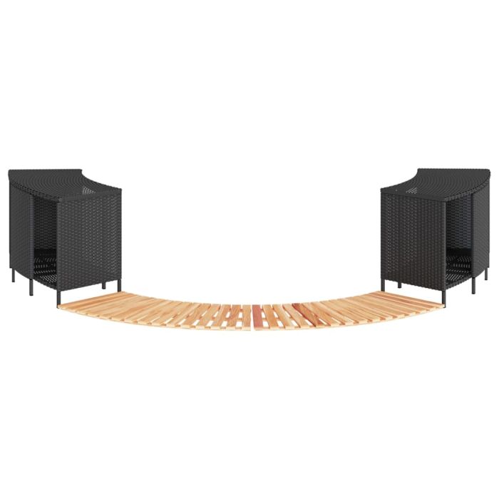TRSTON Hot Tub Surround Poly and Solid Wood Acacia Rattan - Black