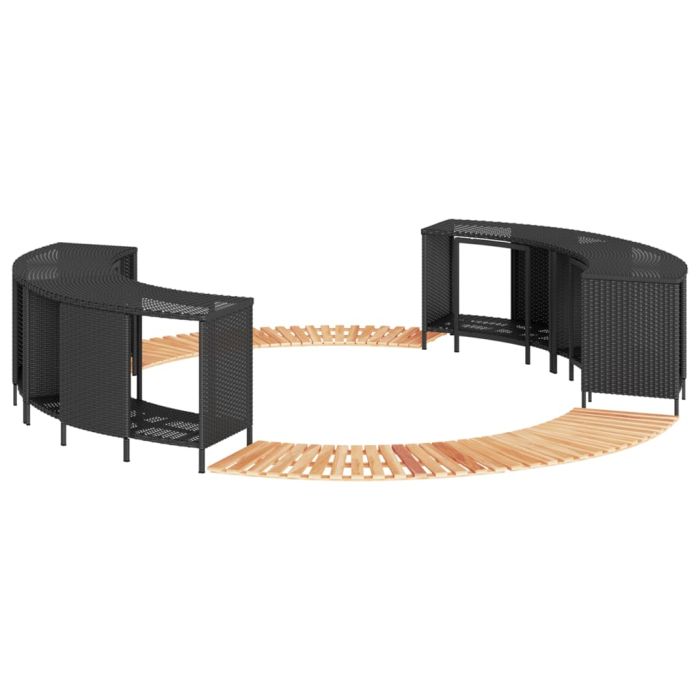 TRSTON Hot Tub Surround Poly and Solid Wood Acacia Rattan - Black