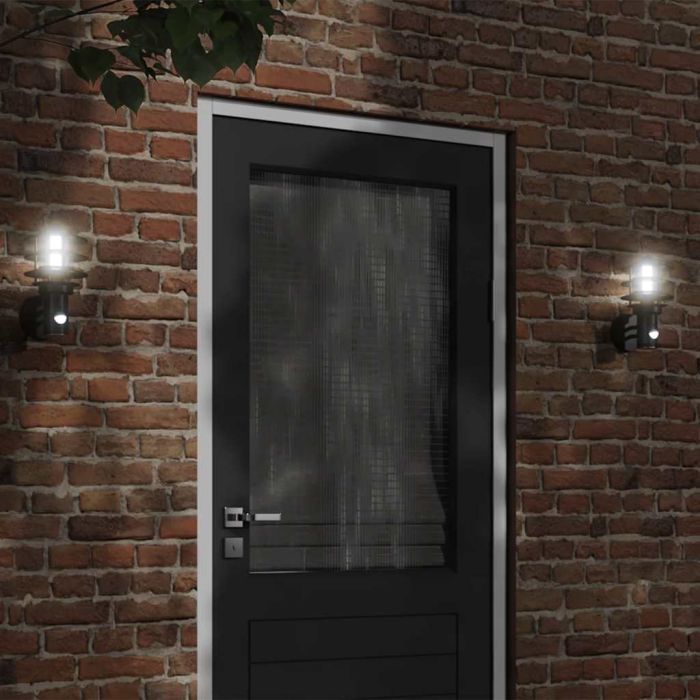 CRBURY Outdoor Wall Lights with Sensors 2pcs Stainless Steel - Black