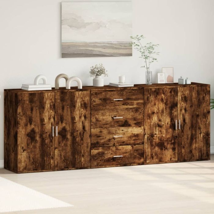 Sideboards 3 Pieces Smoked Oak Engineered Wood